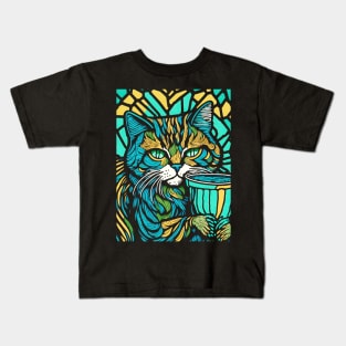 Cat with a cup Kids T-Shirt